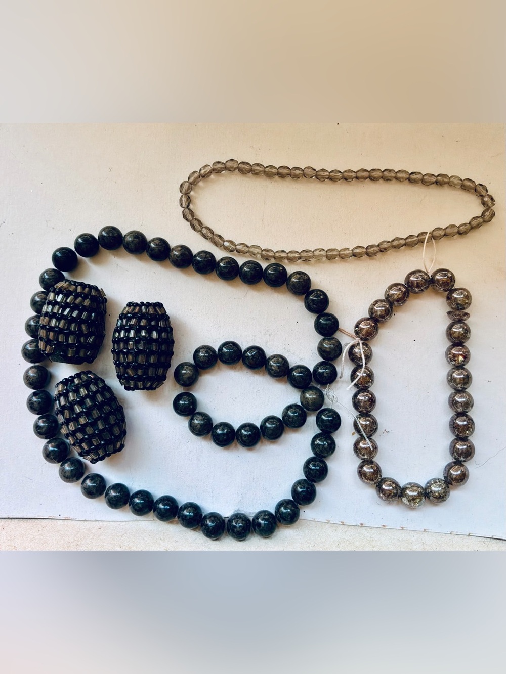 Demi precious stone & glass bead lot